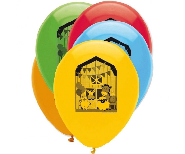 6 Balões Multicoloridos Animais Quinta