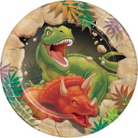 Conj 8 Pratos Dinossauros 18cms