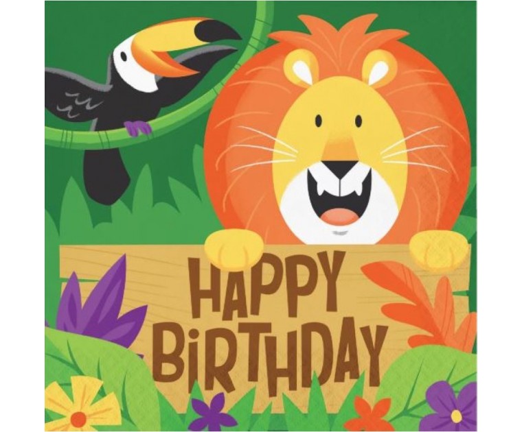 Guardanapos Animais Selva Happy Birthday