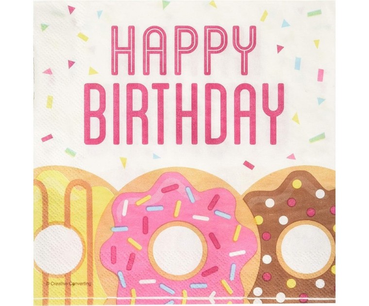  Guardanapos Happy Birthday Donuts
