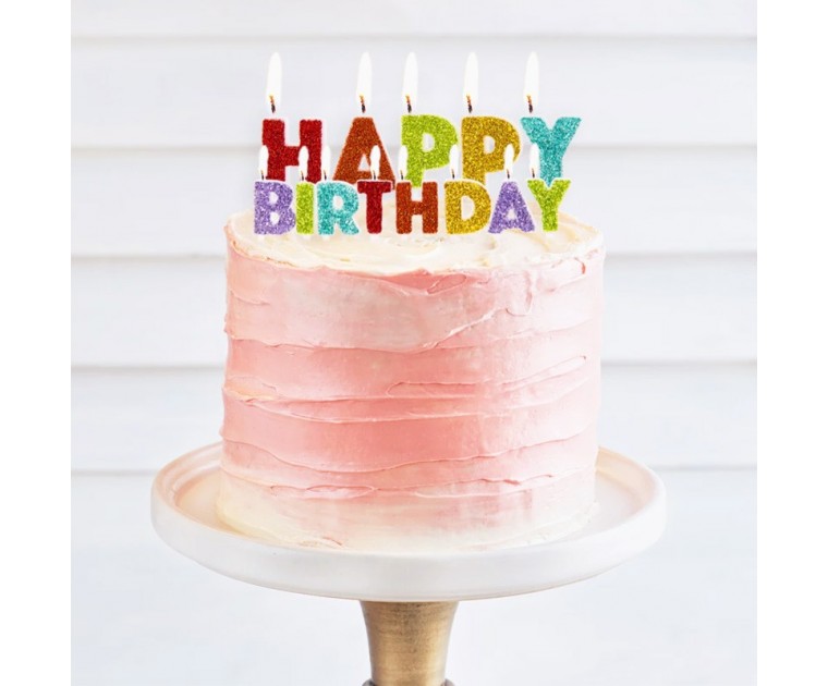 Velas Glitter Happy Birthday