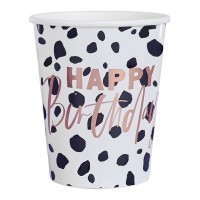 Copos Dalmata Happy Birthday Rose Gold