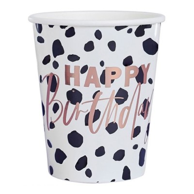 Copos Dalmata Happy Birthday Rose Gold Copos Dalmata Happy Birthday Rose Gold