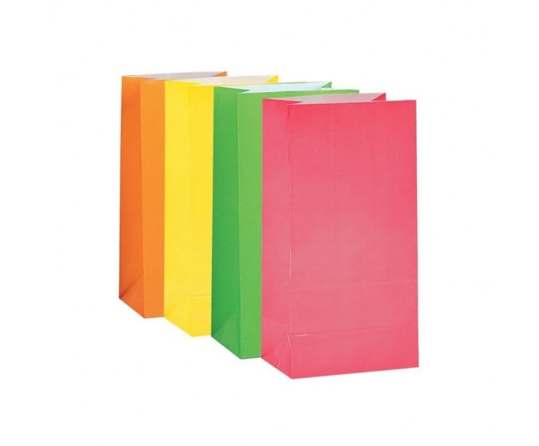 10 sacos Papel Cores  Neon Sortidas 