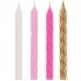 24 Velas Espiral Rosa, Branco e Dourado