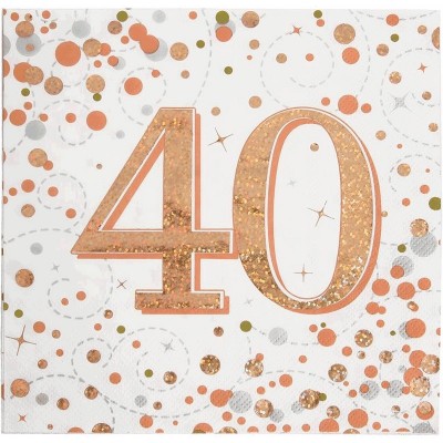 16 Guardanapos Rose Gold 40 Glitter