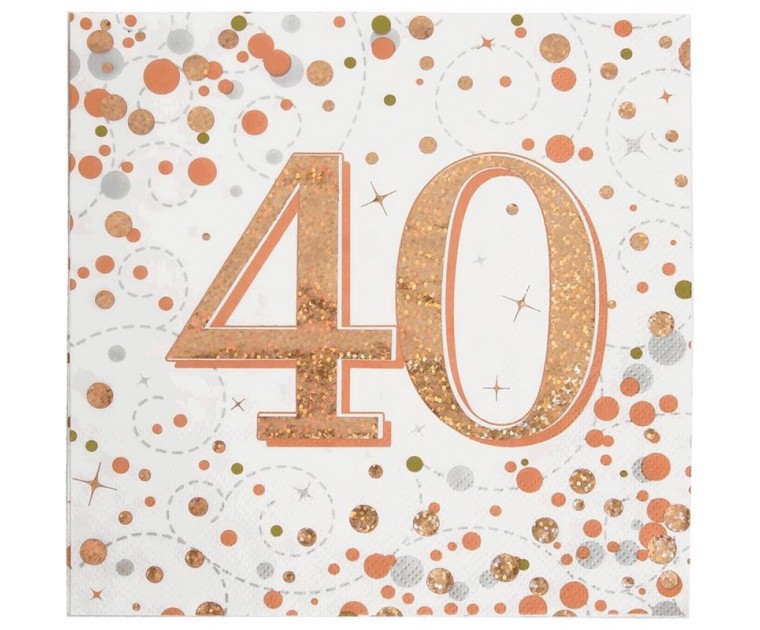 16 Guardanapos Rose Gold 40 Glitter