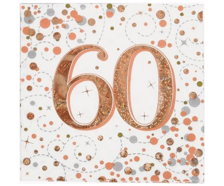 16 Guardanapos Rose Gold 60 Glitter