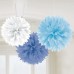 Pack 3 Pompons Fluffy Azuis 40 Cms