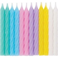 24 Velas Espiral Cores Pastel