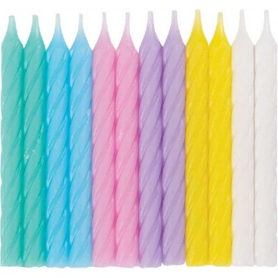 24 Velas Espiral Cores Pastel