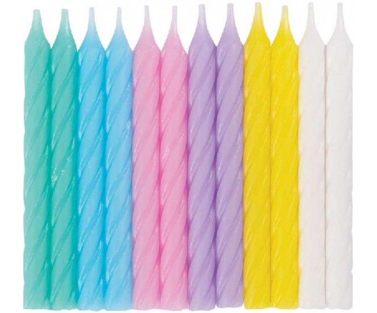 24 Velas Espiral Cores Pastel