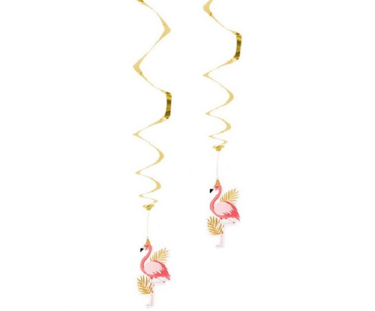 2 Decorações Pendentes Flamingos 85 cms