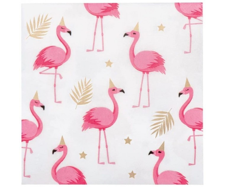 12 Guardanapos Flamingos 