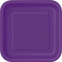 14 Pratos Quadrados Roxo Profundo 22 cms