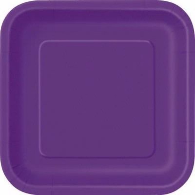 14 Pratos Quadrados Roxo Profundo 22 cms