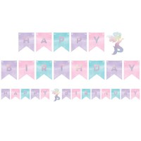 Banner Happy Birthday Sereias Iridescente Banner Happy Birthday Sereias Iridescente
