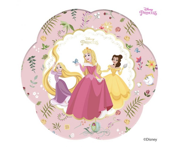 4 Pratos Flor Princesas da Disney