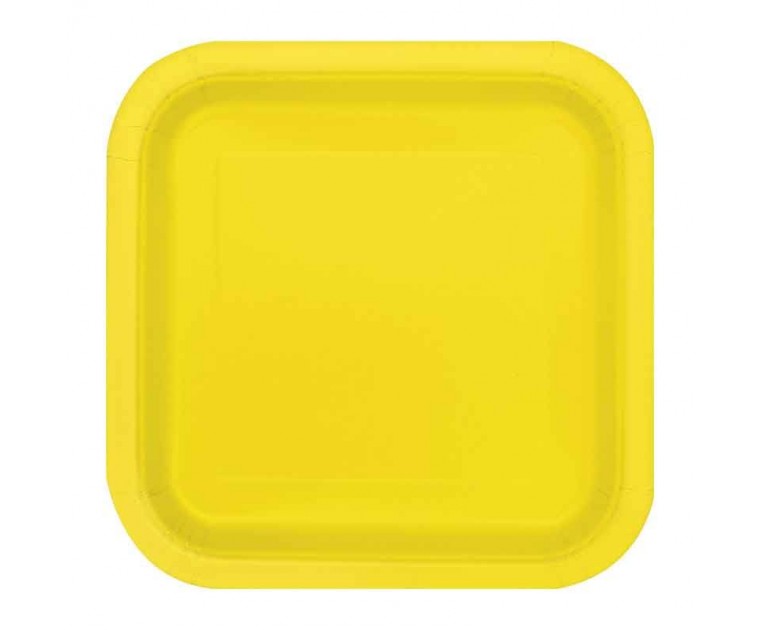 Pratos Quadrados Pequenos Amarelo Neon 