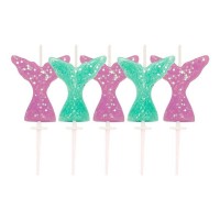 5 Velas Glitter Cauda de Sereia