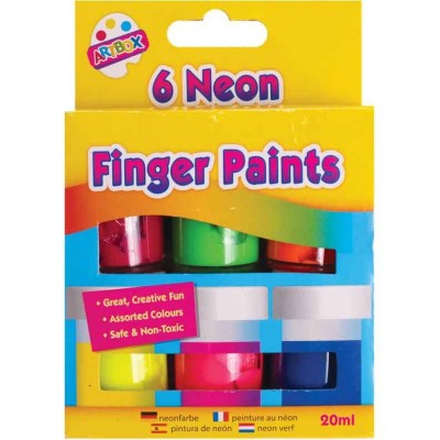 6 Potes Neon Pintura Dedos