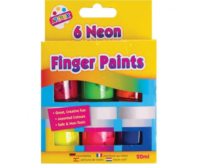 6 Potes Neon Pintura Dedos