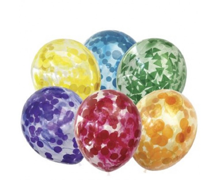 6 Balões Confettis Multicoloridos
