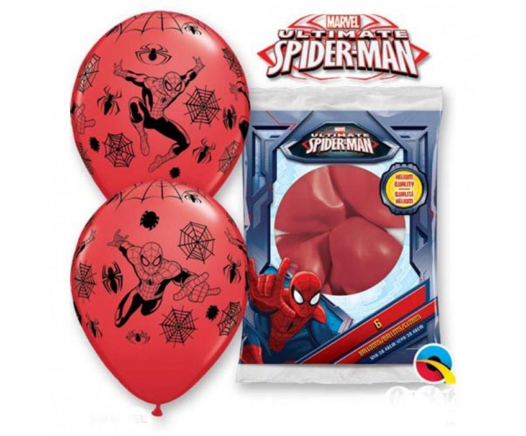 6 Balões Latex Homem Aranha