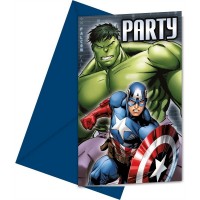 6 Convites com Envelope Avengers