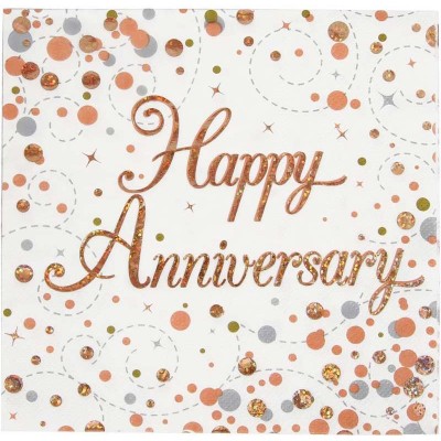 16 Guardanapos Happy Anniversary Bolinhas
