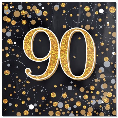 Guardanapos Sparkle Pretos e Dourados 90