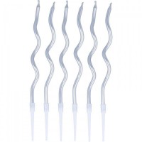 12 Velas Curly Prateadas