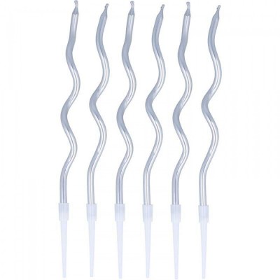 12 Velas Curly Prateadas