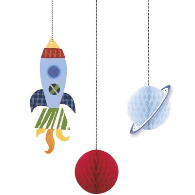 3 Decorações Pendentes Tema Espaço