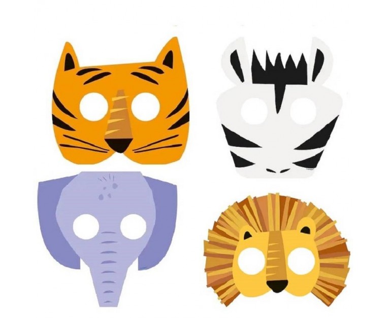 8 Máscaras Animais Safari