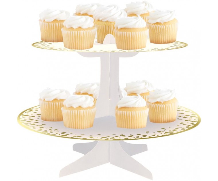 Stand Cup Cakes e Doces Branco e Dourado