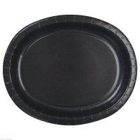 8 Bandejas Pretas Oval