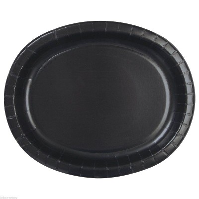 8 Bandejas Pretas Oval