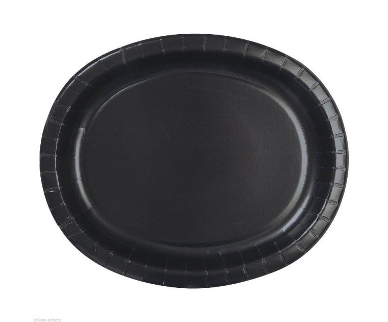 8 Bandejas Pretas Oval