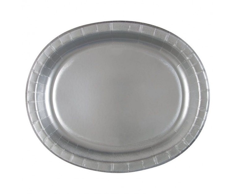 8 Bandejas Prateadas Oval