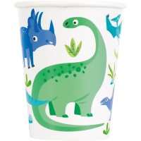 Copos Papel Dinossauros Verde e Azul