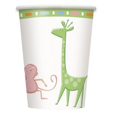 8 Copos Pastel Colors Animais Selva