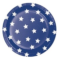 Pratos Azuis Estrelas Brancas