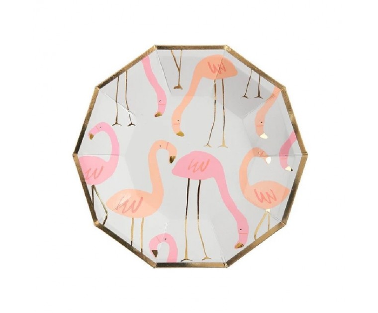 8 Pratos Flamingo Pequenos
