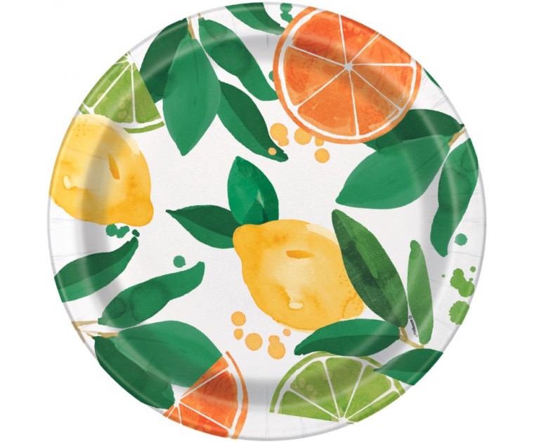 8 Pratos Frutas Cítricas 23 cms