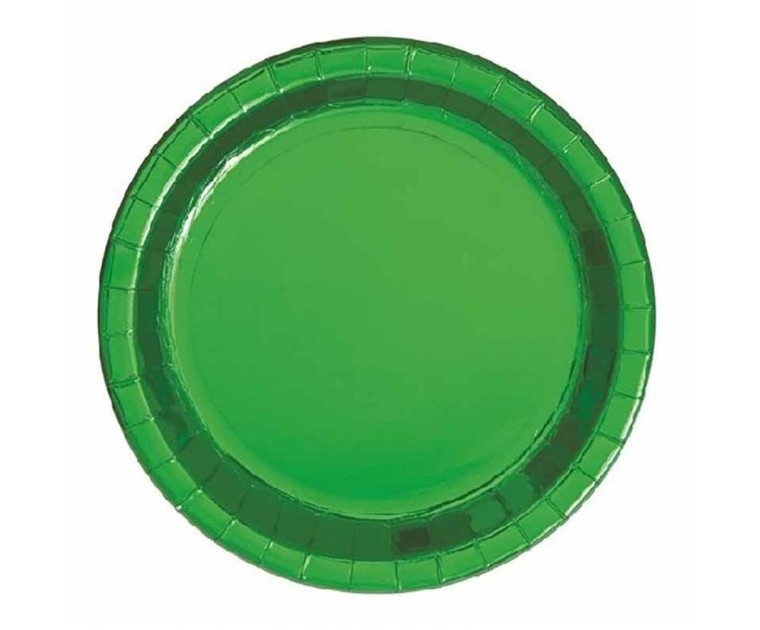 8 Pratos Pequenos Verde Foil