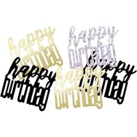 Confetis Happy Birthday Prata, Pretos e Dourados