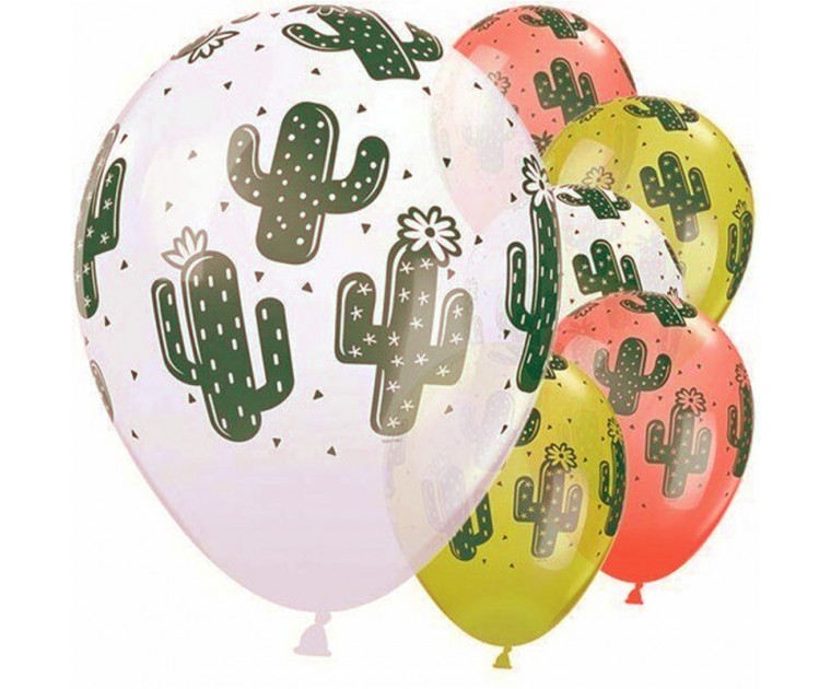 25 Balões Cactos Multicoloridos
