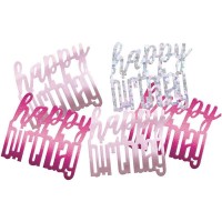 Confetis Mesa Happy Birthday Rosa e Iridescente 