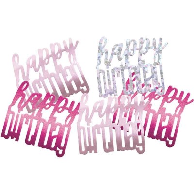 Confetis Mesa Happy Birthday Rosa e Iridescente 